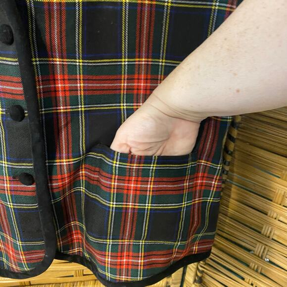 Vintage Talbots Tartan Plaid Button Vest Dark Academia Preppy Holiday Large - Picture 5 of 7